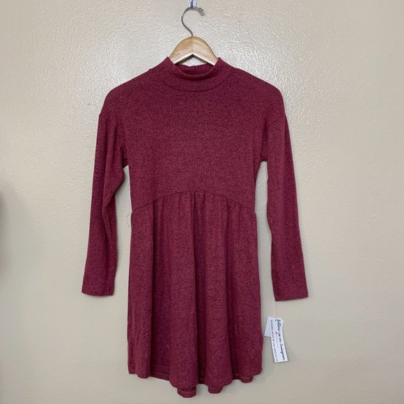 Ten Sixty Sherman Girls Nordstrom Mock Neck Skater Dress Large Dark Pink - Picture 1 of 9